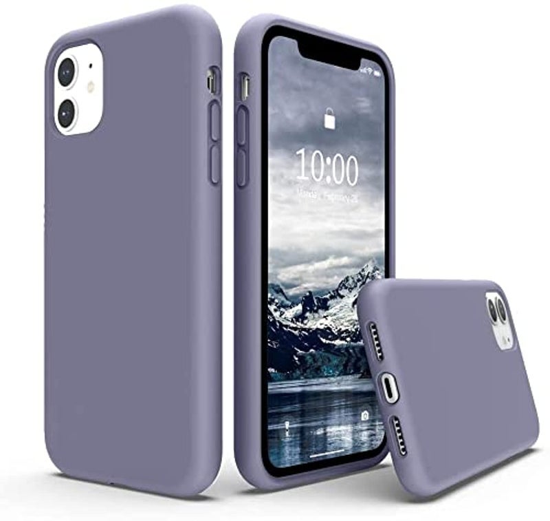 NC Liquid Silicone Full Body Protective Phone Cases with Microfiber Lining for Apple iPhone 11 2019  Lavender Gray