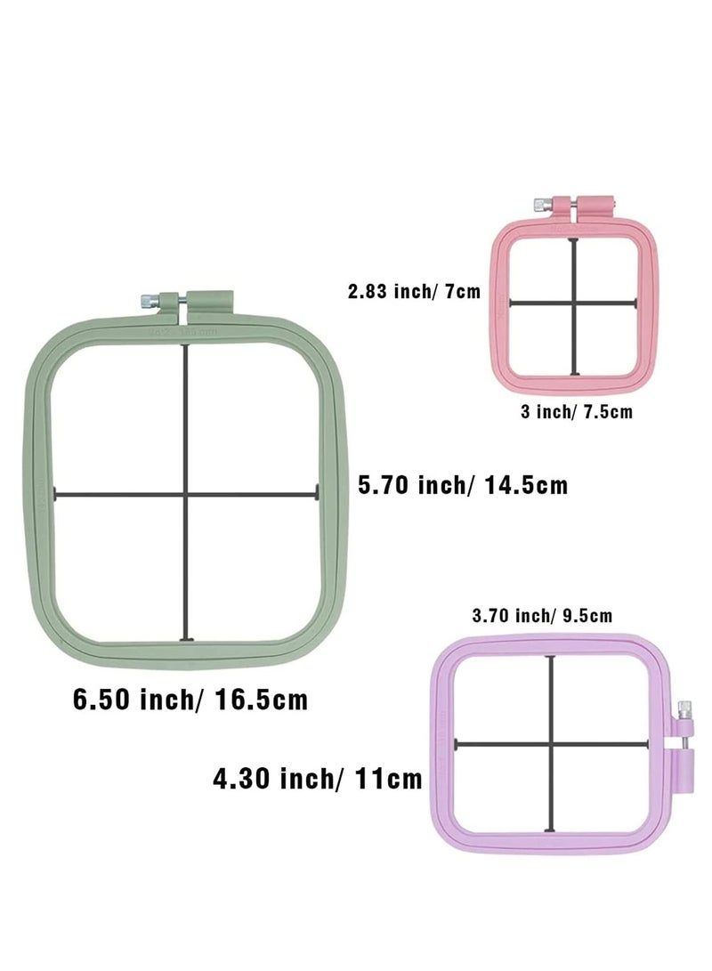 SYOSI KASTWAVE 3 Pieces 3 Sizes Square Embroidery Hoops, Cross Stitch Hoop and ABS Plastic Embroidery Hoops for Embroidery, Cross Stitch and DIY Craft Sewing - Image 2