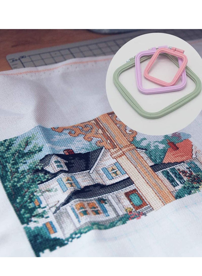 SYOSI KASTWAVE 3 Pieces 3 Sizes Square Embroidery Hoops, Cross Stitch Hoop and ABS Plastic Embroidery Hoops for Embroidery, Cross Stitch and DIY Craft Sewing - Image 4