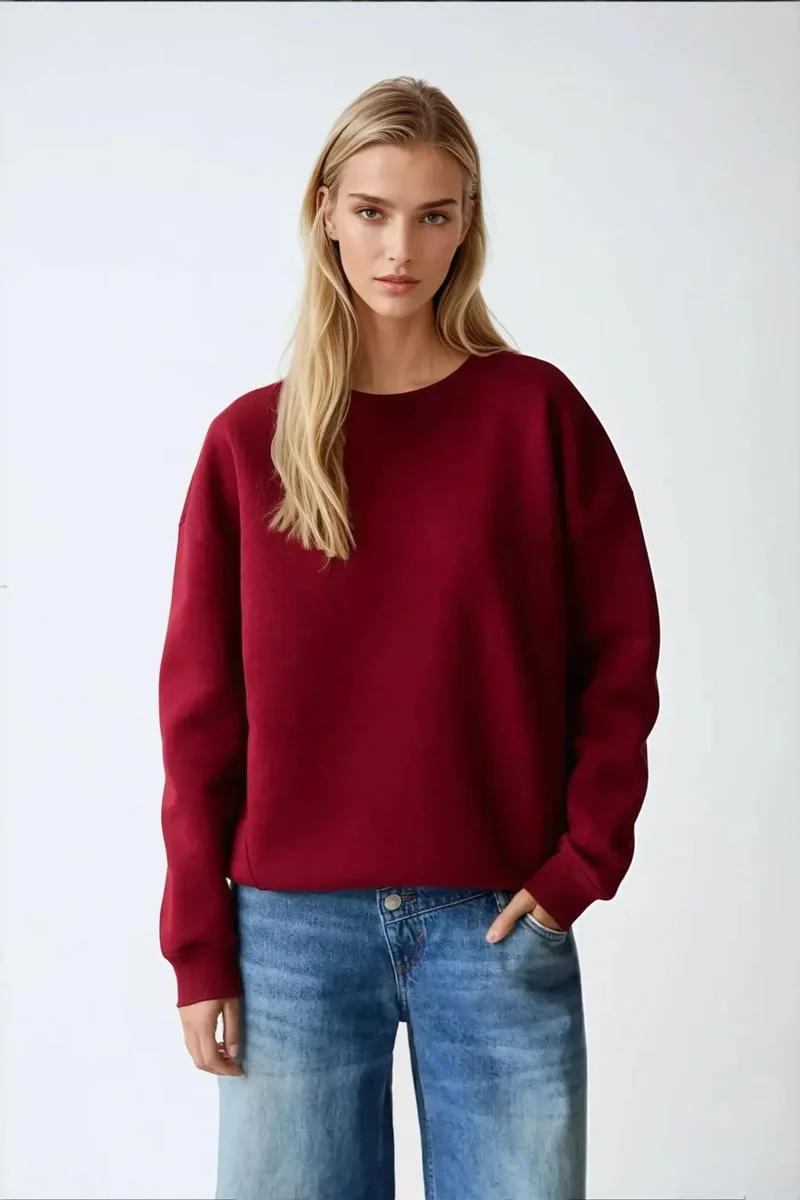 Hiccup Oversized Crew Neck Basic Sweatshirt