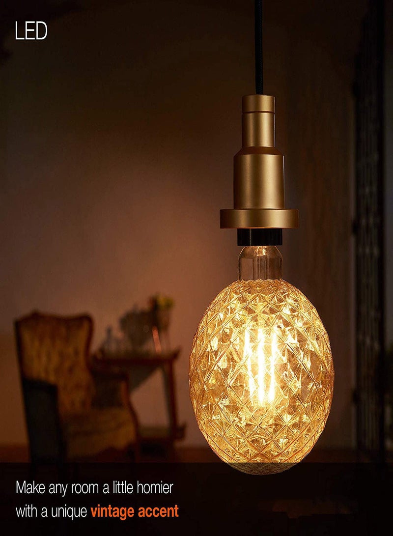 Led Bulbs, G95 E27 Decorative Edison Light Bulbs, Vintage Pineapple Shaped Light Bulb, Amber Glow 2700K Globe Pineapple Vintage LED Edison Light Bulb Energy Class D Decorative Light Bulb (1Pcs) - Image 2