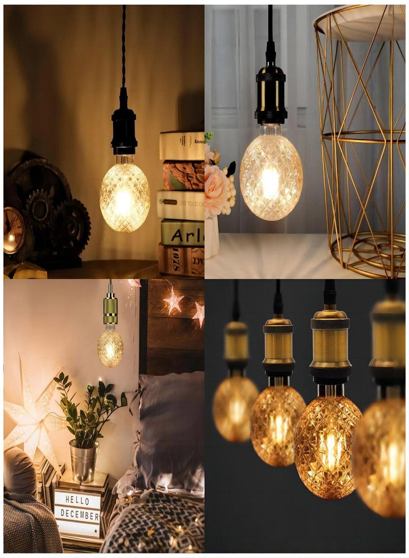Led Bulbs, G95 E27 Decorative Edison Light Bulbs, Vintage Pineapple Shaped Light Bulb, Amber Glow 2700K Globe Pineapple Vintage LED Edison Light Bulb Energy Class D Decorative Light Bulb (1Pcs) - Image 1