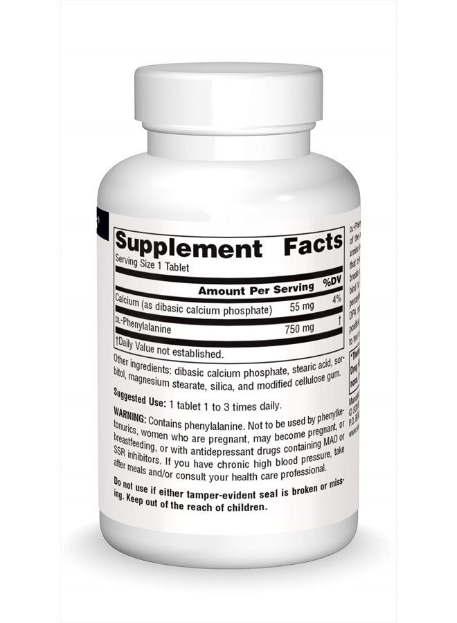 Source Naturals DLPA DL-Phenylalanine 750 mg - 60 Tablets - Image 3