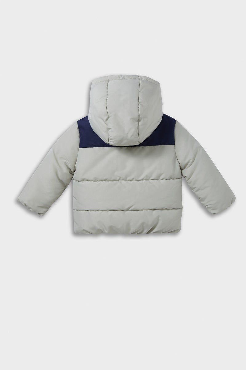 DeFacto Grey BabyBoy Baby Boy Waterproof Zipper Hooded Puffer Jacket Casual - Image 4