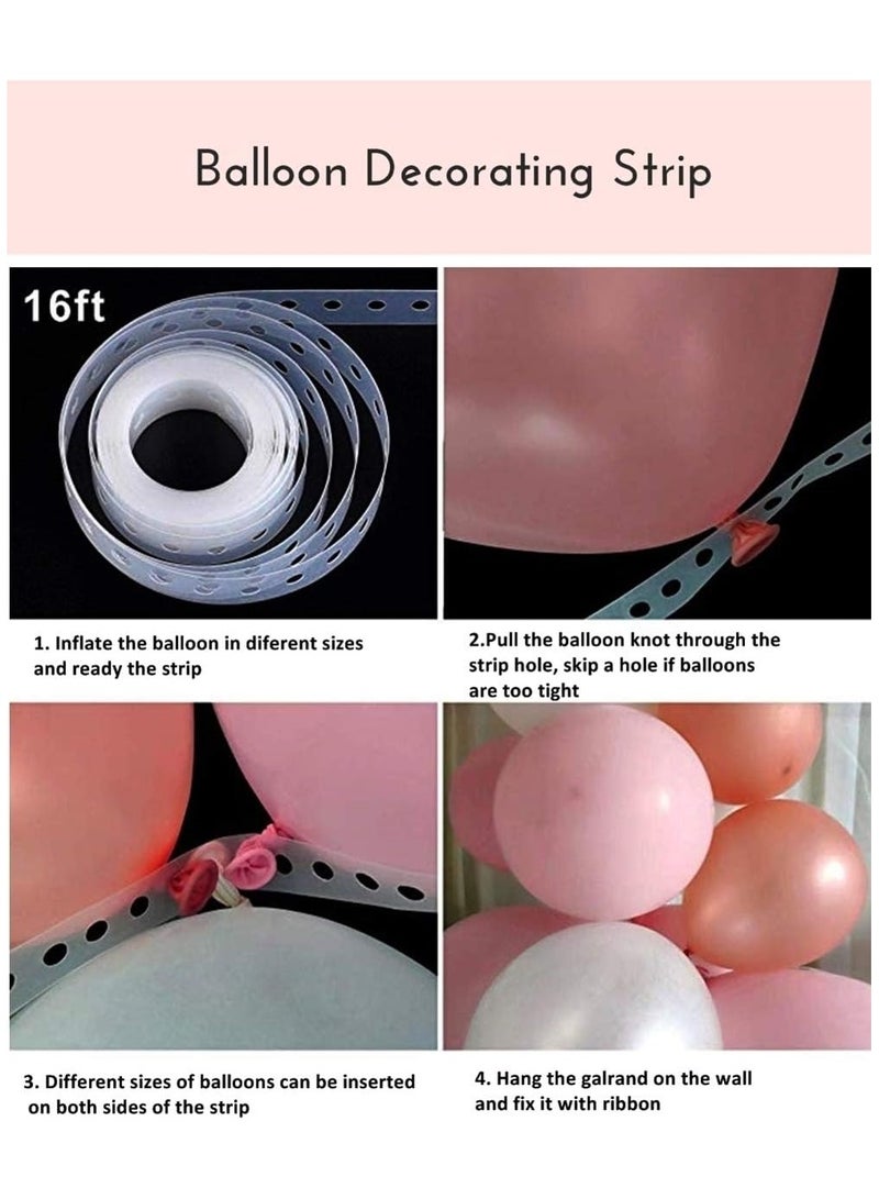 فولانري مجموعة بالونات وردية - 129 قطعة من البالونات الوردية الفاتحة والأبيض والقصاصات والذهبية مع 4 أدوات للنساء والفتيات وحفلات أعياد الميلاد وحفلات الزفاف وحفلات العزوبية - Image 4