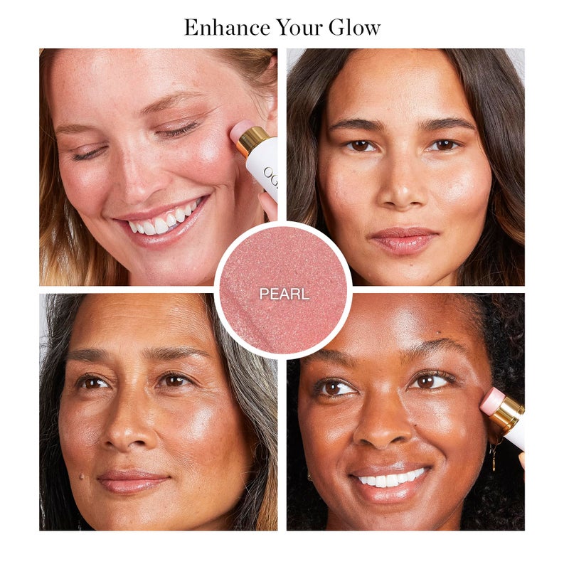 Ogee Sculpted Face Stick (PEARL - PEARLESCENT PEONY SHIMMER) Certified Organic Highlighter Makeup - Multi-Use Glow Highlighter Stick - Image 2
