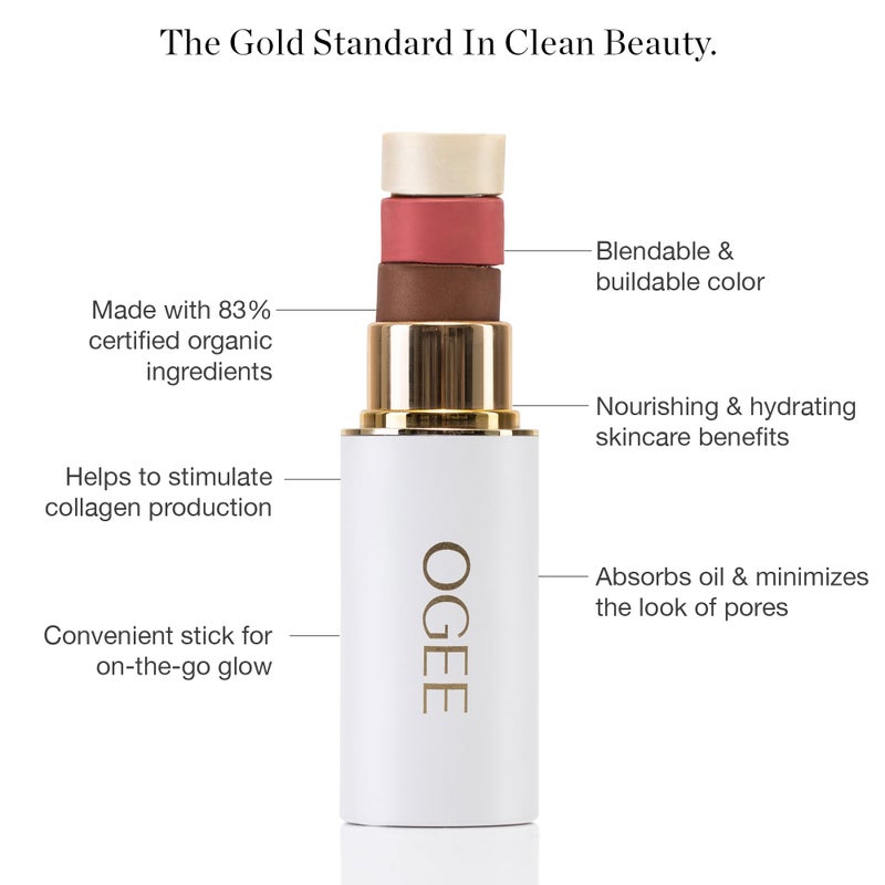 Ogee Sculpted Face Stick (PEARL - PEARLESCENT PEONY SHIMMER) Certified Organic Highlighter Makeup - Multi-Use Glow Highlighter Stick - Image 4