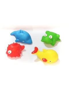 Manos Baby Bath Toy Animal Figures, Frog and Fishes, Set of 4  - Image 1