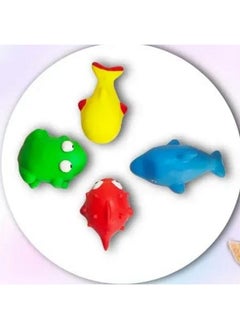 Manos Baby Bath Toy Animal Figures, Frog and Fishes, Set of 4  - Image 2