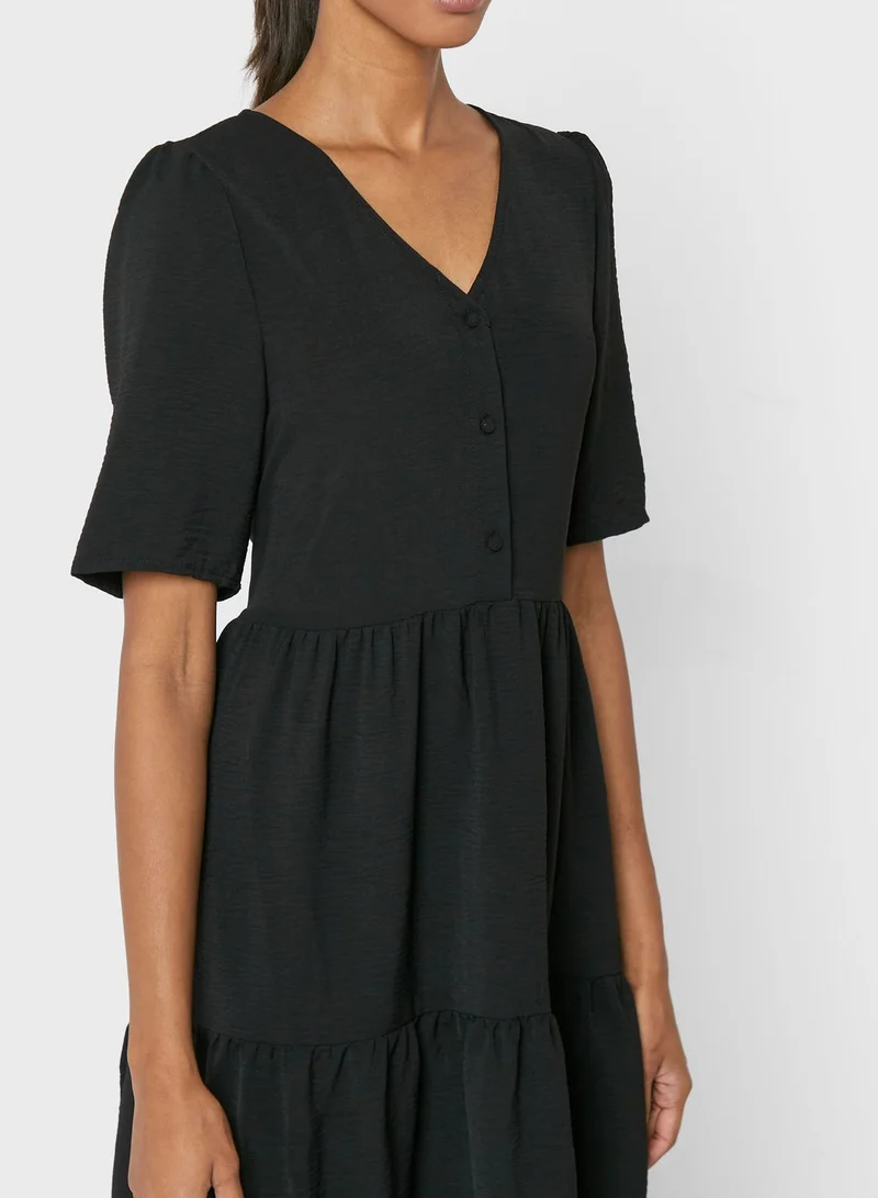 ONLY Button Detail Tiered Dress