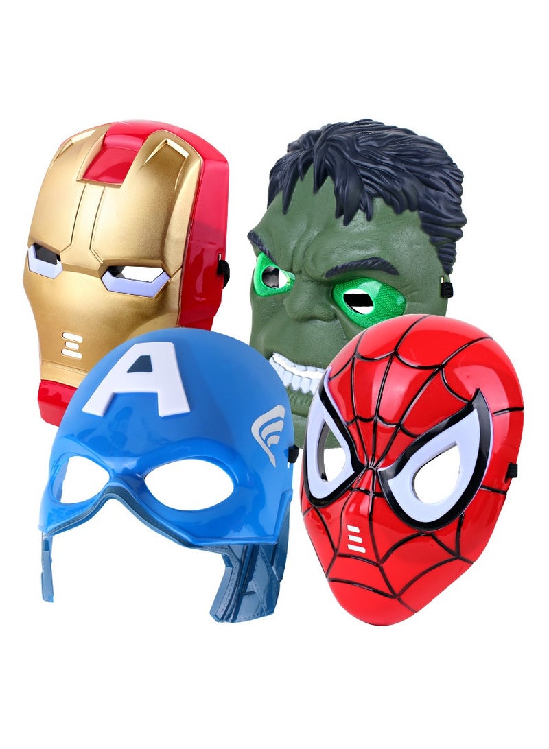 AVENGERS Marvel Avengers 4-Pack Masks Set Iron Man Captain America Hulk Spider-Man Adjustable Straps for Kids Cosplay Party - Image 3