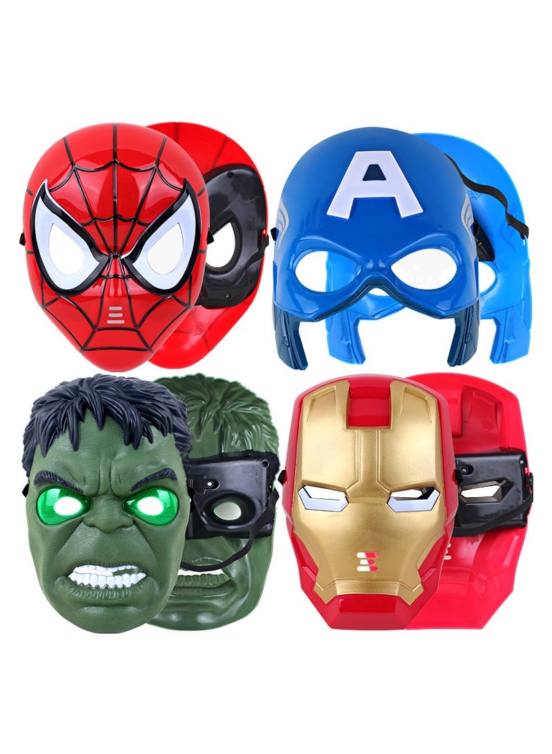 AVENGERS Marvel Avengers 4-Pack Masks Set Iron Man Captain America Hulk Spider-Man Adjustable Straps for Kids Cosplay Party - Image 2