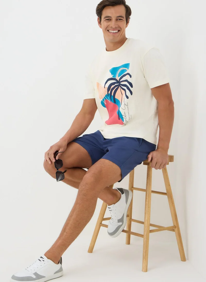 Matalan Ecru Watercolour Palm T-Shirt