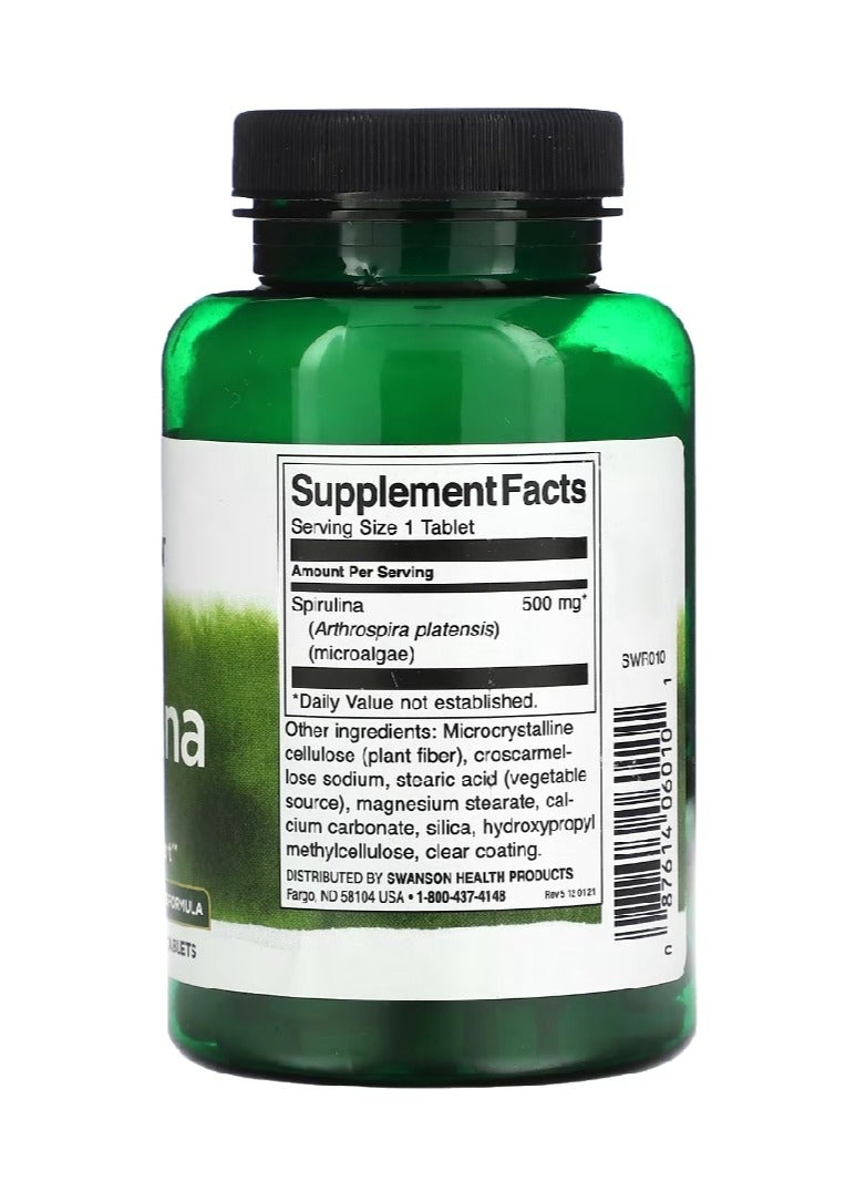 SWANSON Spirulina 500 mg 180 Tablets - Image 2