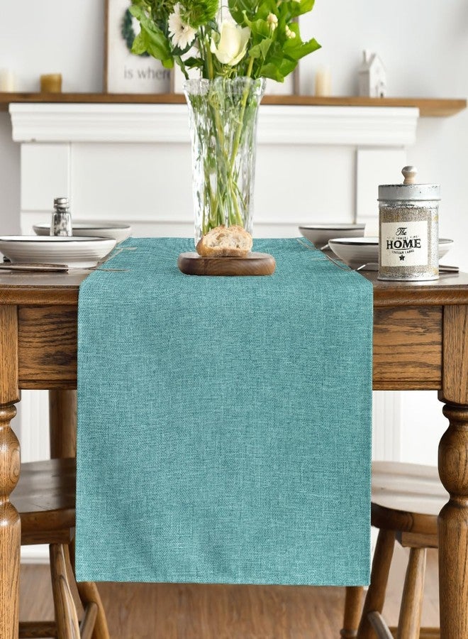 Artoid Mode Turquoise Aqua Table Runner, Seasonal Summer Washable Kitchen Dining Table Decoration for Home Party Decor 13x72 Inch - Image 3
