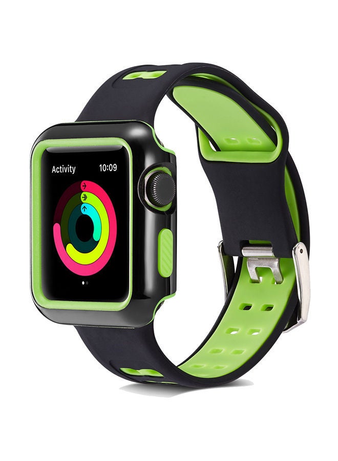 NIBEMINENT Replacement Band With Protective Case Cover For Apple Watch Series 3/2/1 Multicolour - Image 2