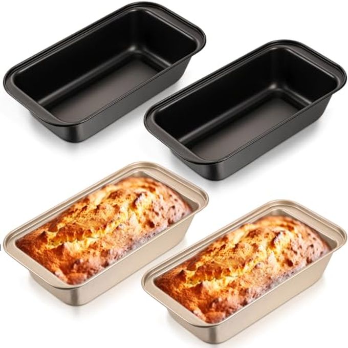 Patelai 4 Pieces Bread Pan Loaf Pan for Baking Bread 8.5 x 4.5 Inch Nonstick Carbon Steel Tin Rectangle Bakeware for Home Kitchen Cake Pies Baking Tray