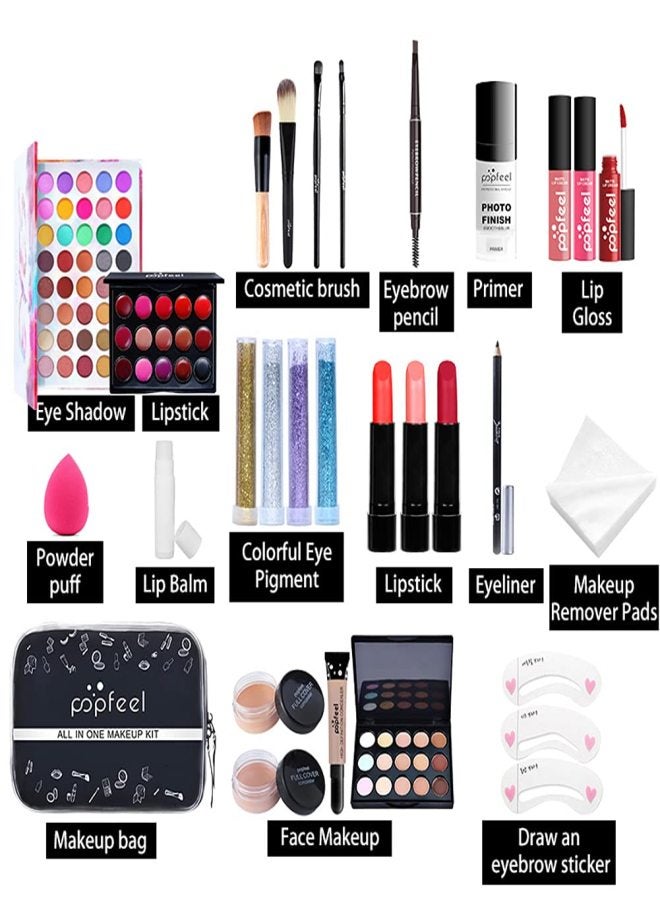 popfeel Makeup Kit for Women Full Kit All in One Makeup Kit Multipurpose Makeup Kit Makeup Brush Set Eyeshadow Palette Lip Gloss Set Makeup Bag Eyebrow Pencil Mascara and Face Makeup KIT005 - Image 2