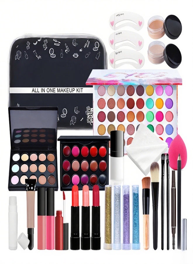 popfeel Makeup Kit for Women Full Kit All in One Makeup Kit Multipurpose Makeup Kit Makeup Brush Set Eyeshadow Palette Lip Gloss Set Makeup Bag Eyebrow Pencil Mascara and Face Makeup KIT005 - Image 1