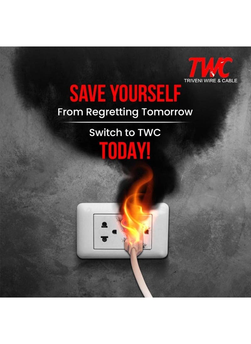 TWC TWC Lite Single Core Electrical Wire Black 45 Meter 10 SQMM PVC electrical insulated copper wire Cable for Domestic Industrial Connection purpose Flame Resistant  - Image 3
