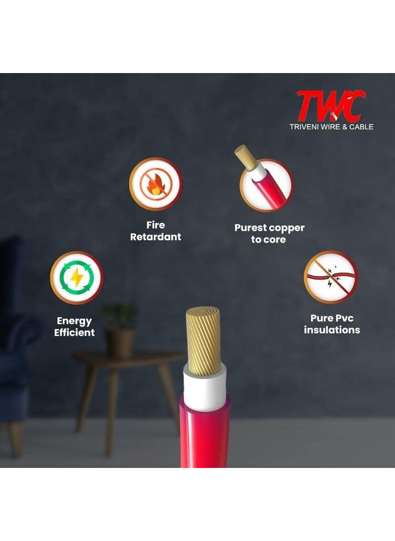 TWC TWC Lite Single Core Electrical Wire Black 45 Meter 10 SQMM PVC electrical insulated copper wire Cable for Domestic Industrial Connection purpose Flame Resistant  - Image 2
