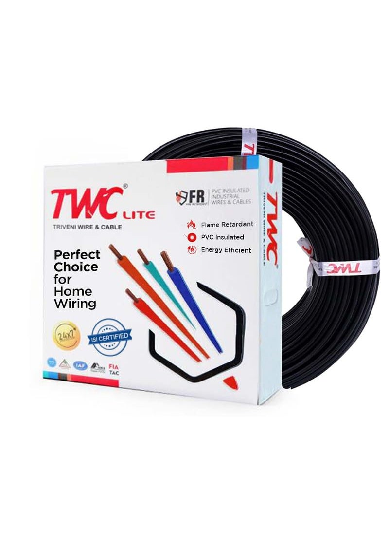 TWC TWC Lite Single Core Electrical Wire Black 45 Meter 10 SQMM PVC electrical insulated copper wire Cable for Domestic Industrial Connection purpose Flame Resistant  - Image 1