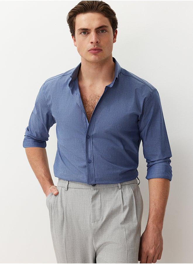 trendyol Blue Slim Fit Summer Shirt TMNSS24GO00067  - Image 1