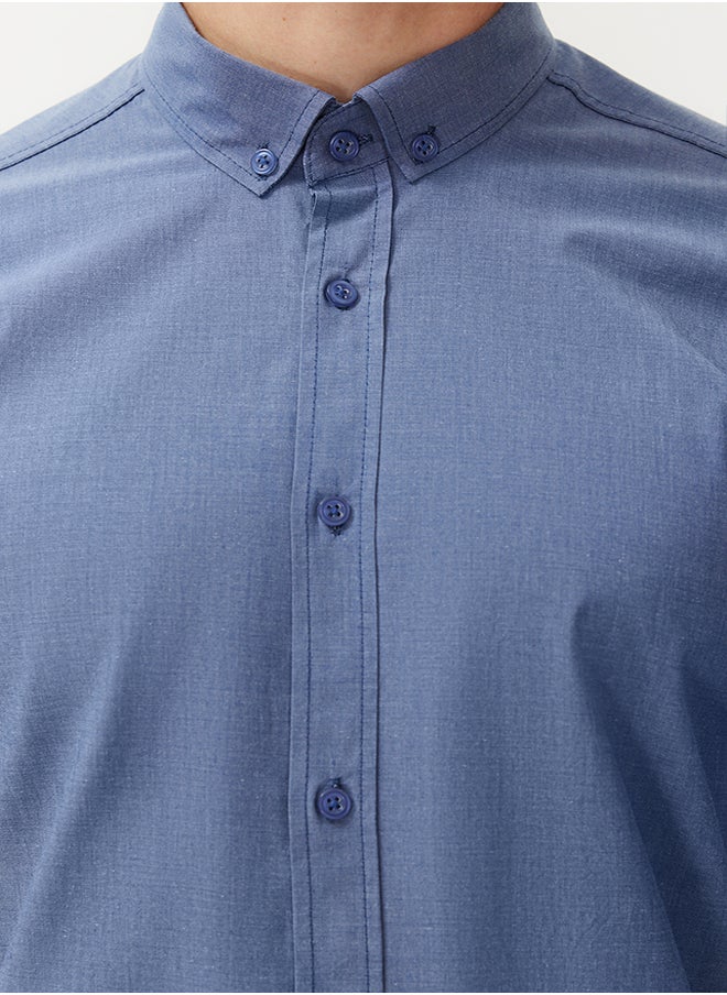 trendyol Blue Slim Fit Summer Shirt TMNSS24GO00067  - Image 5