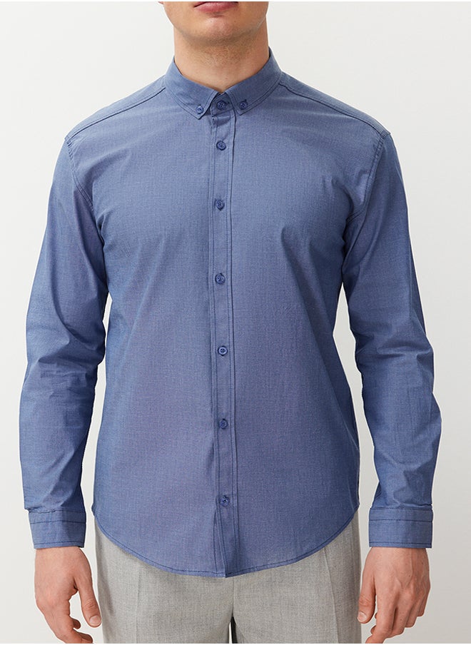 trendyol Blue Slim Fit Summer Shirt TMNSS24GO00067  - Image 4