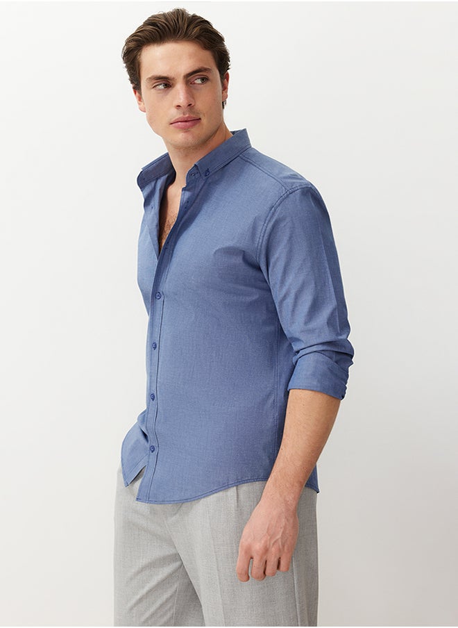 trendyol Blue Slim Fit Summer Shirt TMNSS24GO00067  - Image 2