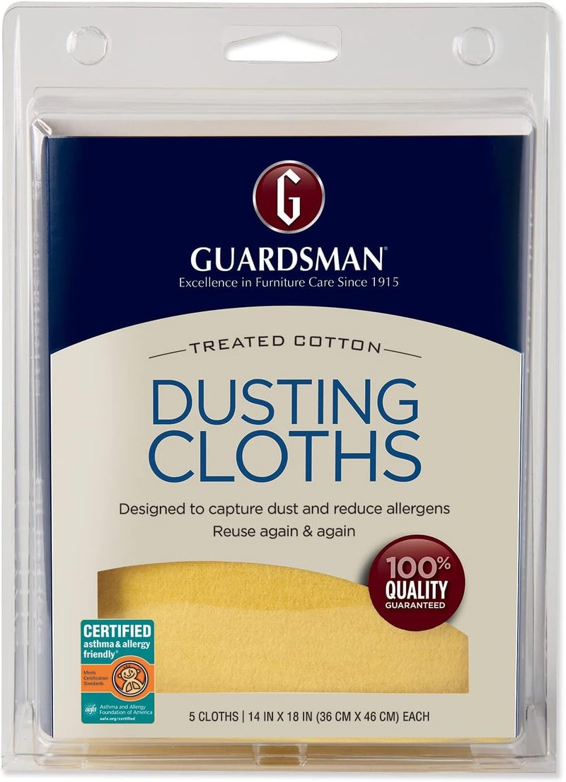 Guardsman Treated Cotton Dusting Cloths - 5 Pack for Effective Dust Capture and Allergen Reduction - Image 1