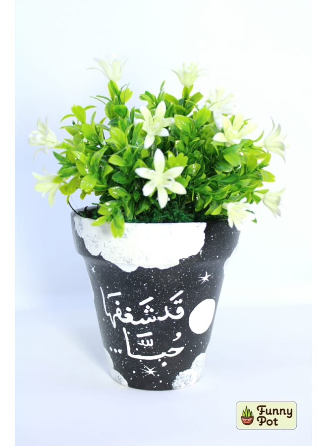 بوت نبات زرع صناعي - أسود - 18*10 سم