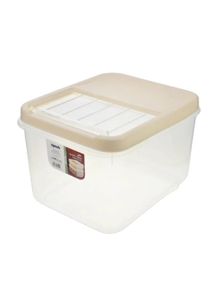 dunya Dunya Plastic 16L Side Storage Container With Top Opening Clear Lid -Turkey made-Beige Cover - Image 1
