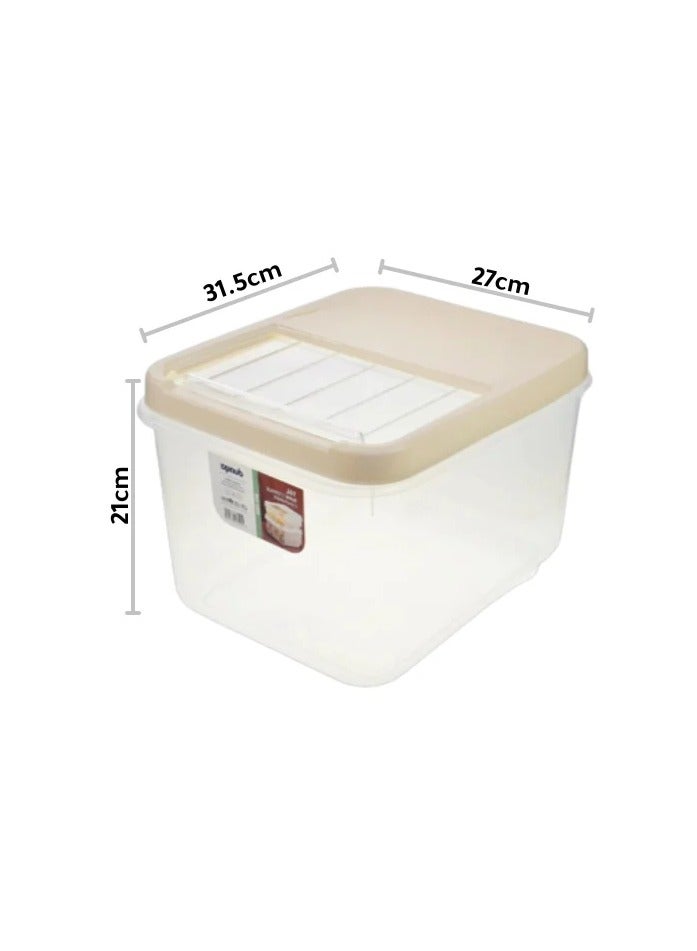 dunya Dunya Plastic 16L Side Storage Container With Top Opening Clear Lid -Turkey made-Beige Cover - Image 2