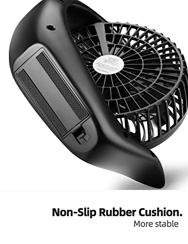Viniper 8.7 inch Portable Rechargeable Fan, Small Table Fan : 180 Rotation and 3 Speeds Strong Wind Quiet Desk Fan, Long Working Hours for Home Outdoor (Black, Light Black Blade) - Image 5