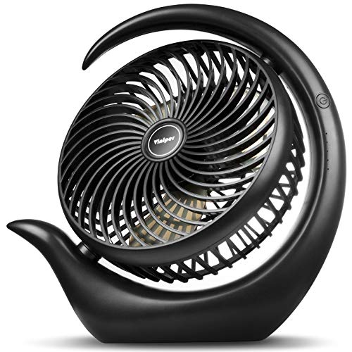 Viniper 8.7 inch Portable Rechargeable Fan, Small Table Fan : 180 Rotation and 3 Speeds Strong Wind Quiet Desk Fan, Long Working Hours for Home Outdoor (Black, Light Black Blade) - Image 1