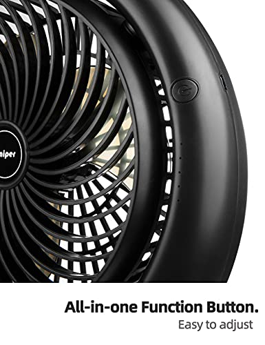 Viniper 8.7 inch Portable Rechargeable Fan, Small Table Fan : 180 Rotation and 3 Speeds Strong Wind Quiet Desk Fan, Long Working Hours for Home Outdoor (Black, Light Black Blade) - Image 4