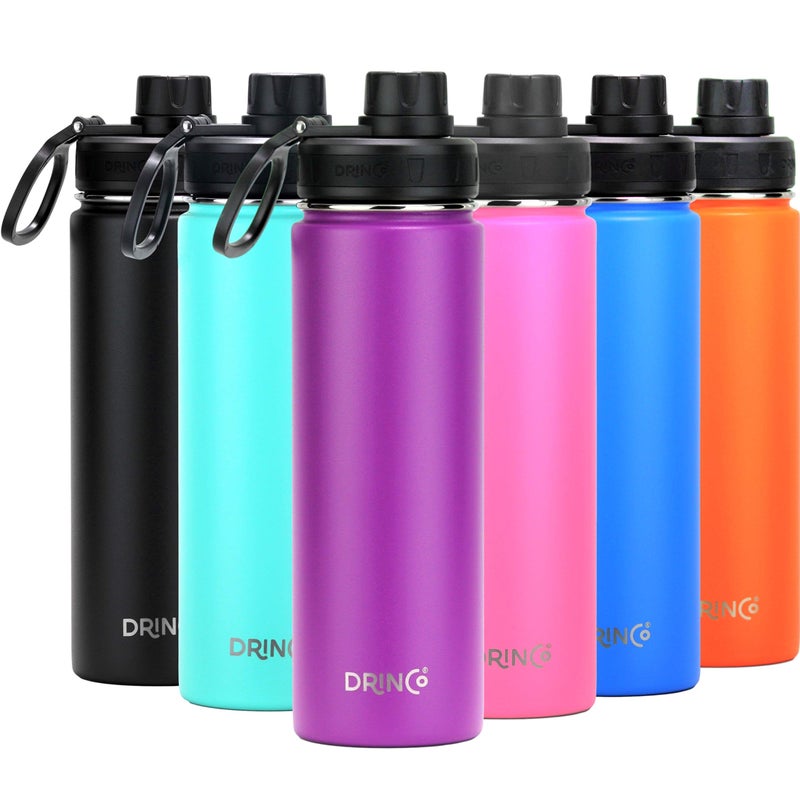 DRINCO Stainless Steel Water Bottle Spout Lid Vacuum Insulated Double Wall Water Bottle Wide Mouth 40oz 32oz 22oz 18oz 14oz Leak Proof Keep Cold Sport Camping Hiking 22 oz 22oz Purple