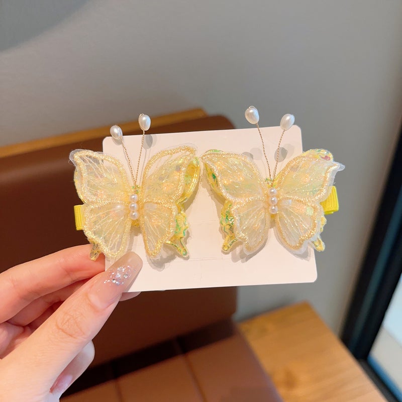 Generic New Antique Childrens Hairpin Hanfu Ancient Clothes Hair Accessories Cute Girls Tassel Flower Hairpin Little Girls Super Fairy Clip 26# yellow butterfly pair clip