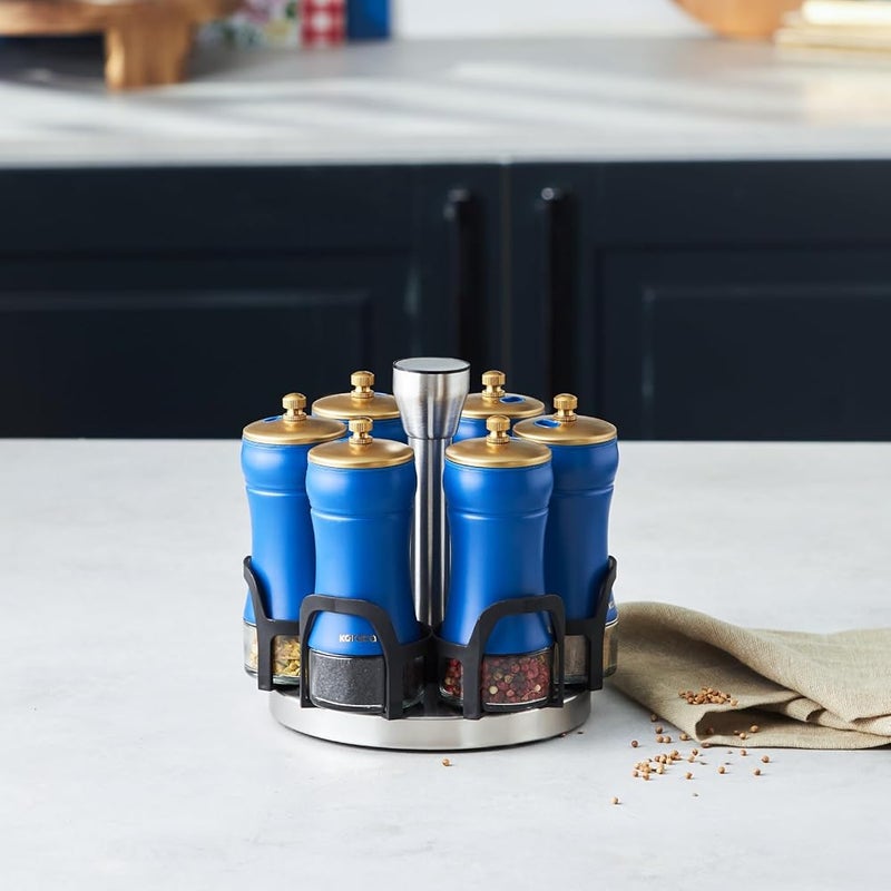 Karaca Round Glass Spice Set 7-Pieces, Blue Berry - Image 1
