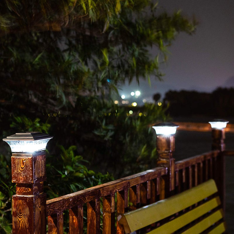 HUYIENO Solar Post Cap Lights Outdoor LED Lighting Deck Fence With Two Light Modes Warm White/Bright White Suitable for 4x4 Wooden Posts Brushed Copper 6PK - Image 3