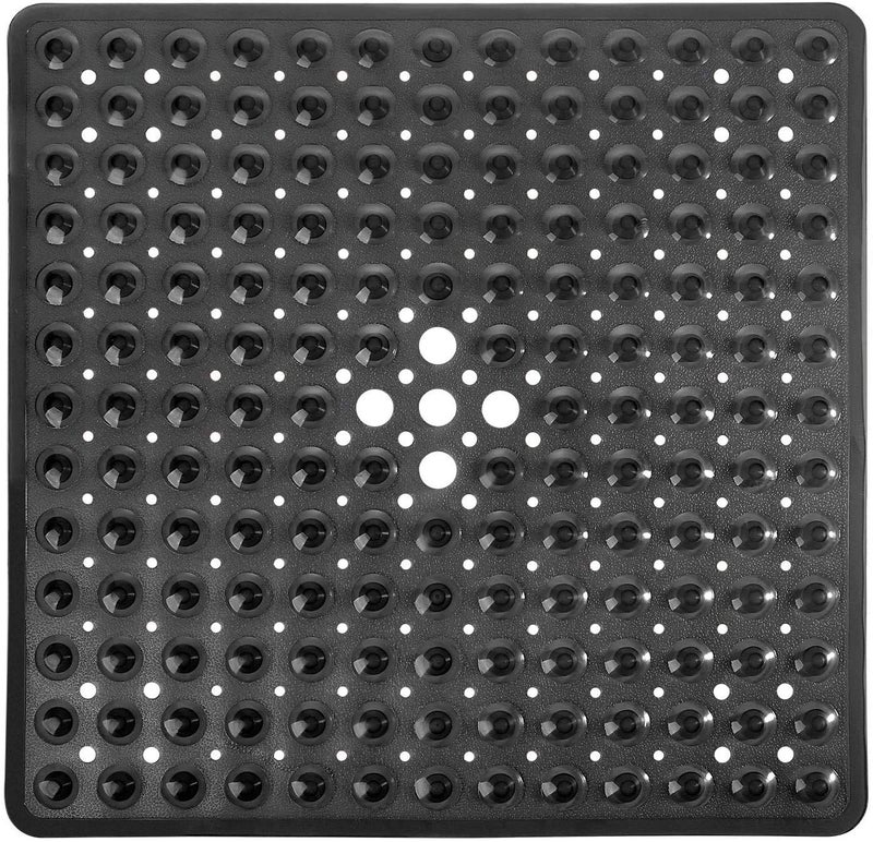 Yimobra Yimobra Shower Stall Mat Non Slip 21x21 Inch Soft Square Bath Mat for Shower with Suction Cups and Drain Holes Stall Floor Mats for Bathroom Machine Washable Bathroom Accessories Black 