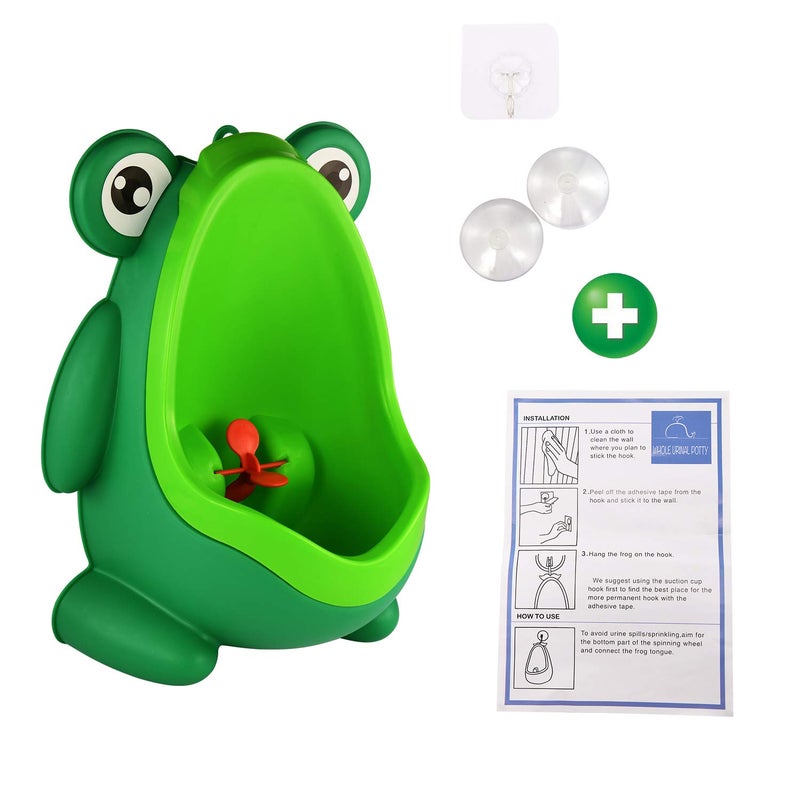 Sundee Cute Frog Standing Potty Training Urinal for Boys Toilet with Funny Aiming Target - Blackish Green - Image 3
