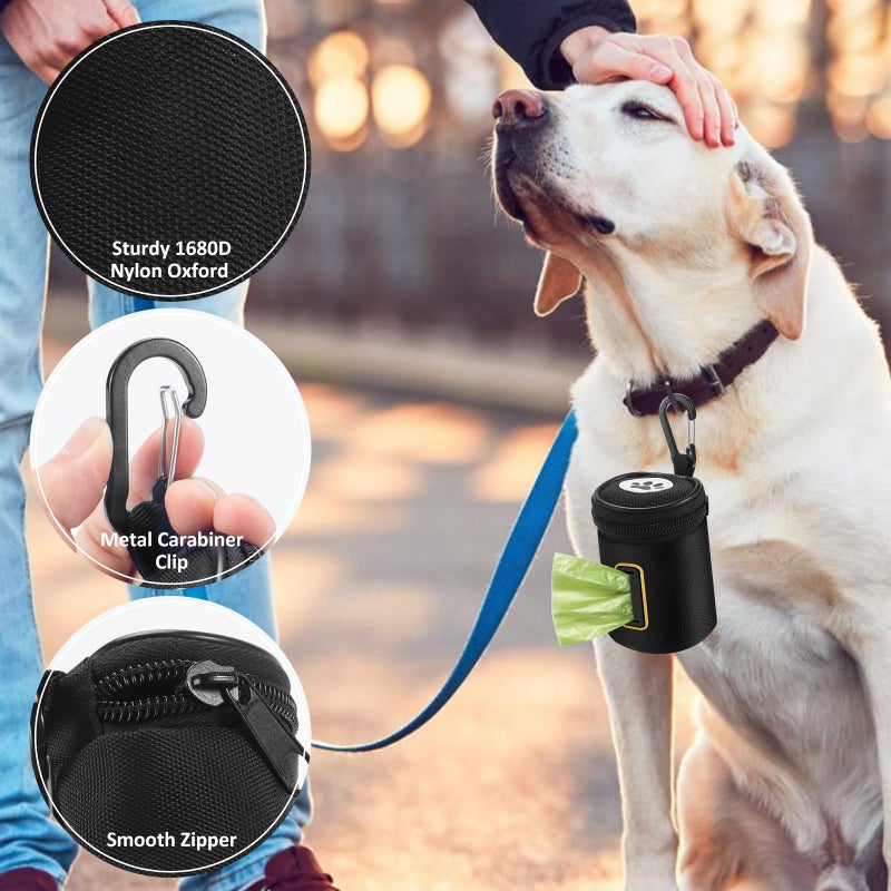 Rasse Dog Poop Bag Holder for Leash - Doggy Poop Waste Bag Dispenser Zipper Pouch with Carabiner Clip, 1680D Nylon Oxford Poop Bag Dispenser for Leashes Doggy Poop Bag Holder for Travel, Dog Walking, Park - Image 2