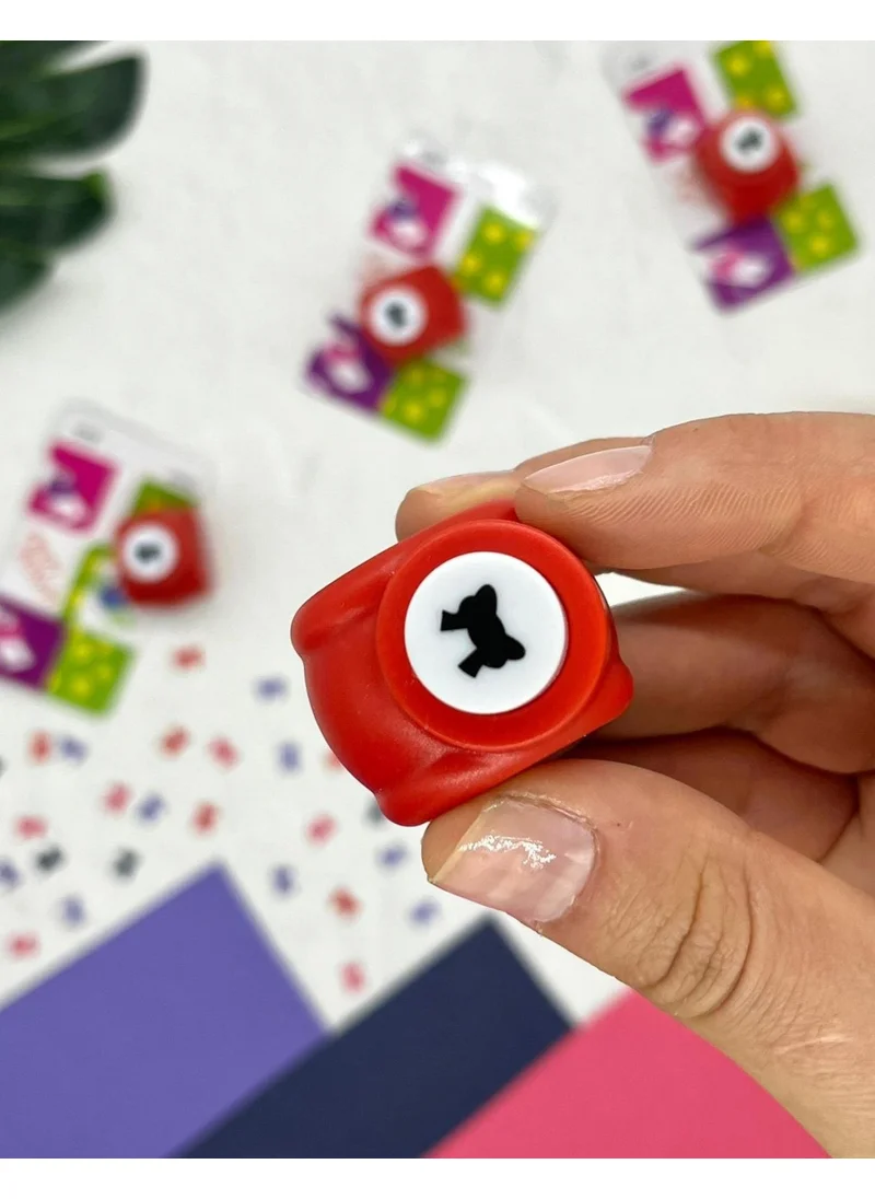Kağıt Gemi Dükkan Red Mini Hole Punch with Ribbon Pattern