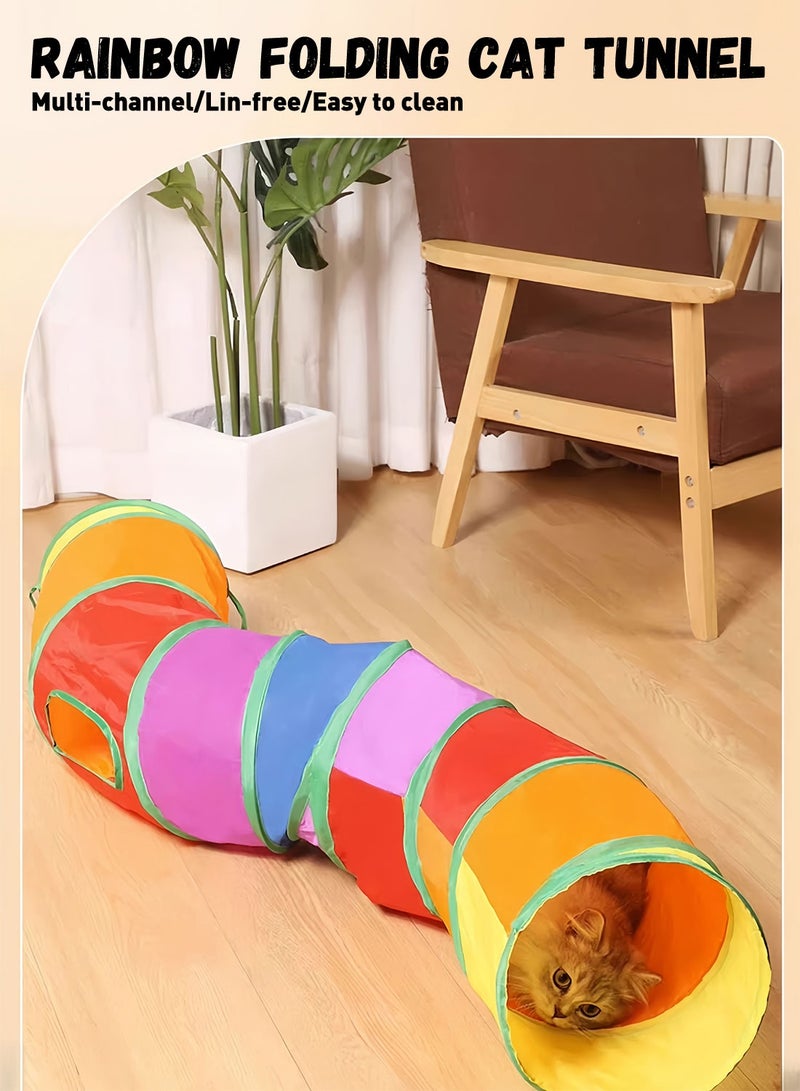 20 PCS Cat Toys for Indoor Cats Pet Interactive Rainbow Exerciser Track Toys Cat Teaser Ball Toys with Colorful Balls, Cat Feathe，Cat Stick，Mice Toys，Ring Toys - Image 3