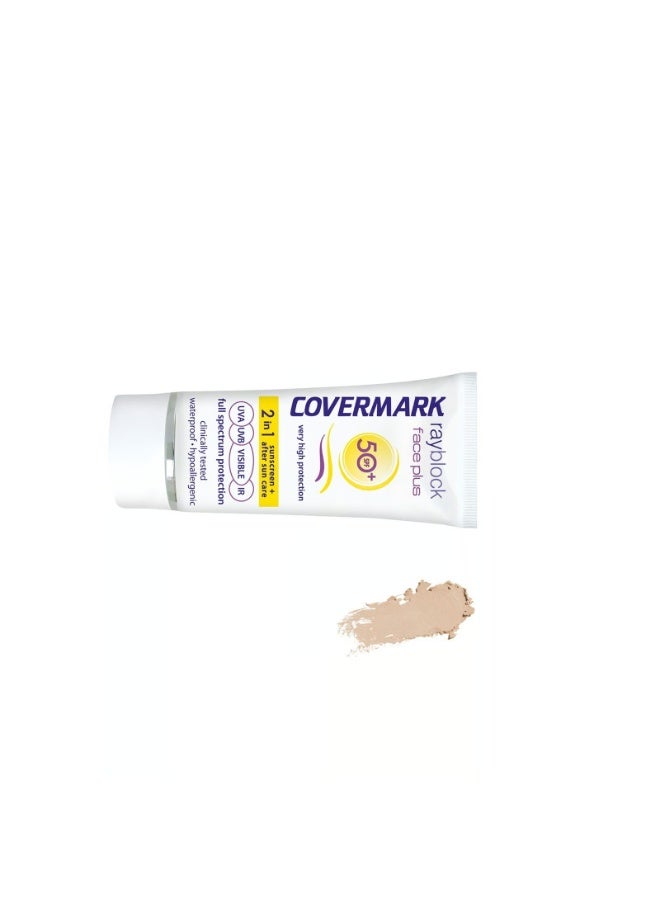 Covermark Rayblock Face Plus Tinted Cream Dry/Sensitive 2-In-1 Sunscreen SPF50+ Soft Brown 50ml - Image 3