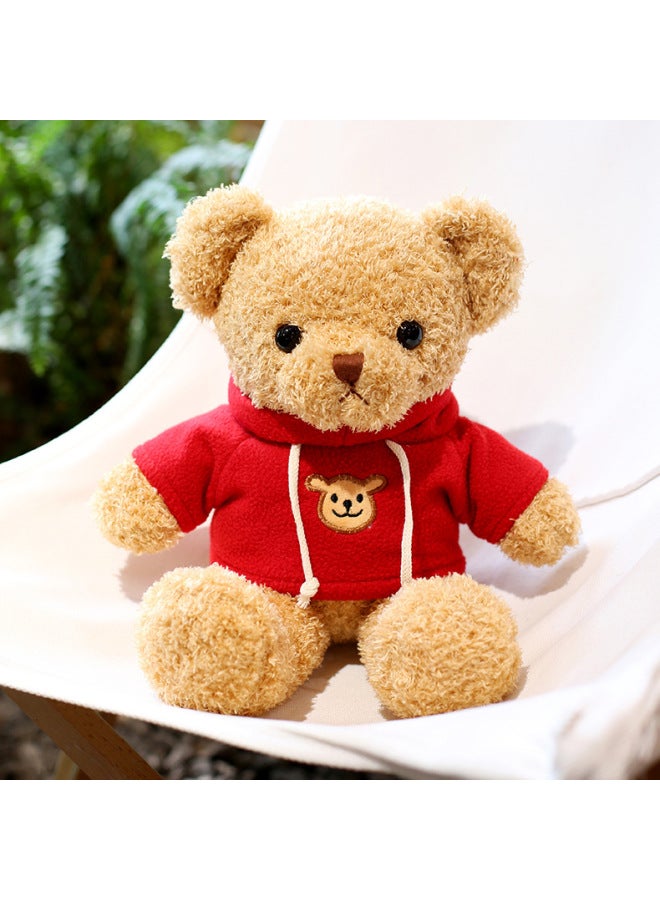 Cute Teddy Bear Plush Toy Bear Doll Hug Bear Doll Children Bear Birthday Gift-Color:Red Seaweed Velvet Sweatshirt Bear-Height:30cm