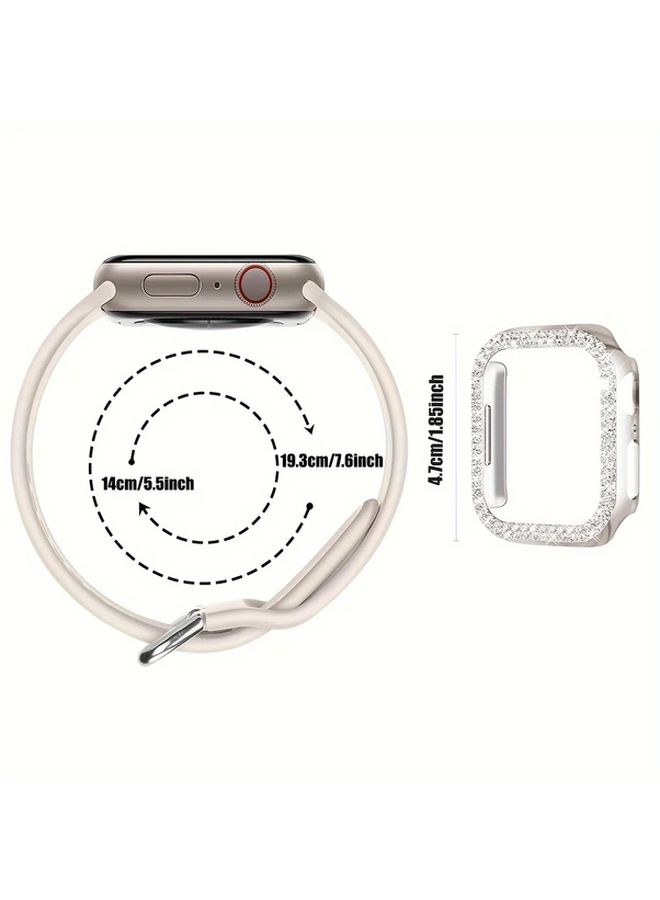 Comfortable Waterproof Silicone Strap With Double Diamond Hollow Case For Apple Watch 40mm - Image 2