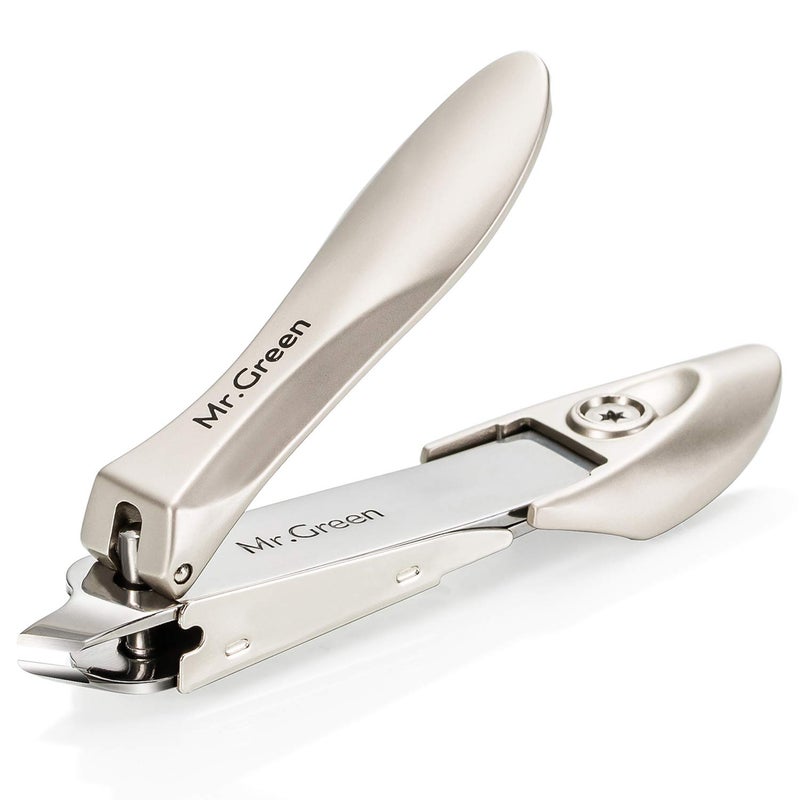 MrGreen Nail Clipper with Catcher Slanted Edge Nail Cutting Clippers Stainless Steel Fingernail Cutter Trim with File for Men and Women Mr1115plus 